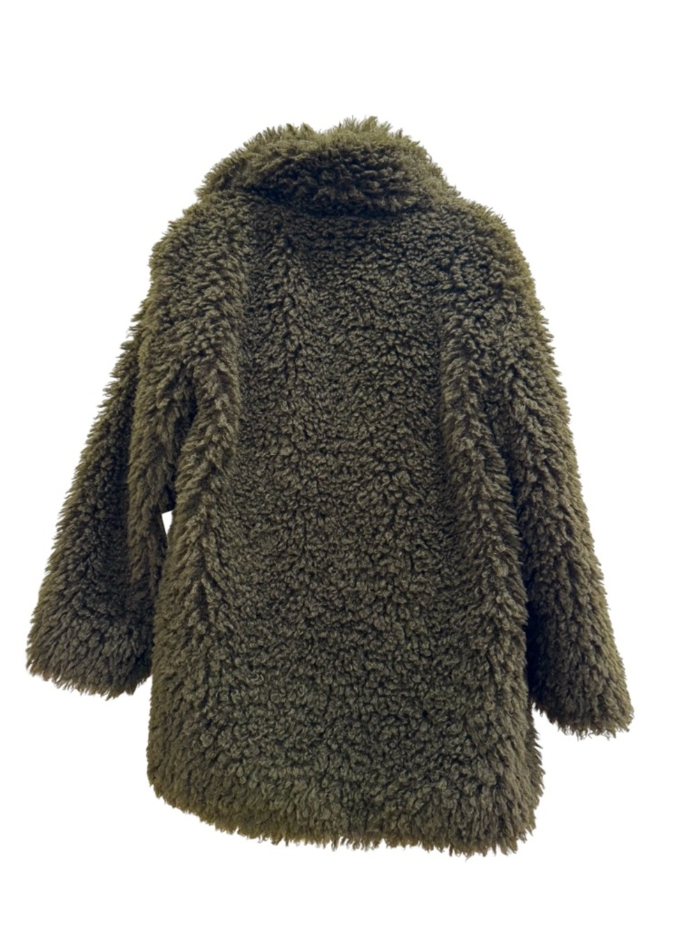 Aratta Olive Green Teddy Jacket with Embroidered Back - Picture 3 of 11